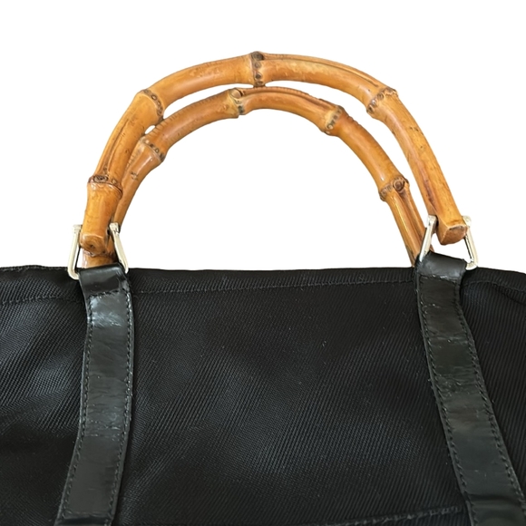 GUCCI Vintage Nylon Bamboo Top Handle Tote - Picture 13 of 16